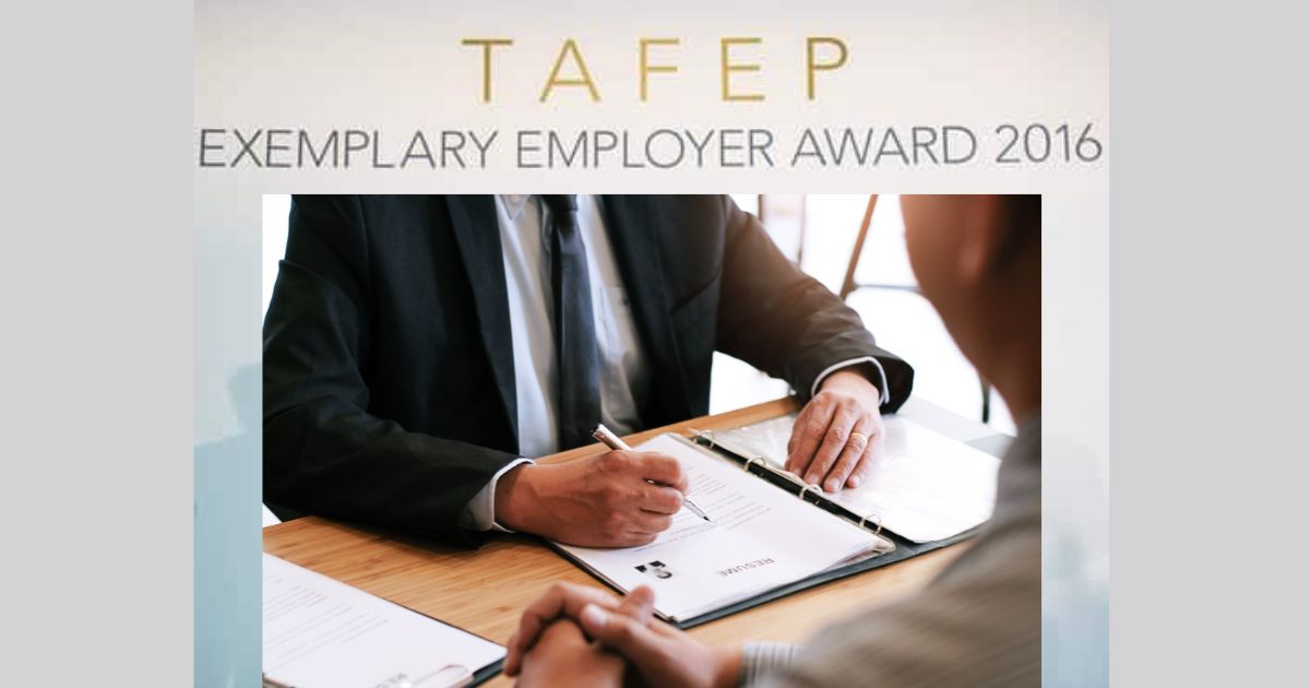 Mr Lim Swee Say Minister for Manpower TAFEP Exemplary Employer Award 2016
