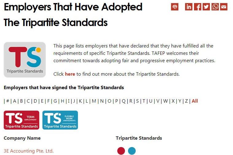 Employers That Have Adopted The Tripartite Standards