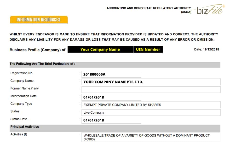 Company Registration Singapore Downloadable PDF File
