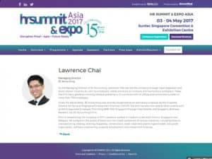 3E会计董事总经理Lawrence Chai被邀请担任2017年人力资源高峰会和亚洲博览会的发言人之一