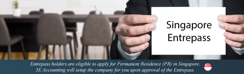 Entrepass holders are eligible to apply for Permanent Residence (PR) in Singapore. 3E Accounting will setup the company for you upon approval of the Entrepass.