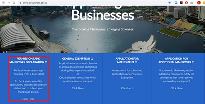 Step 1 – Click on Permissions and Manpower Declaration
