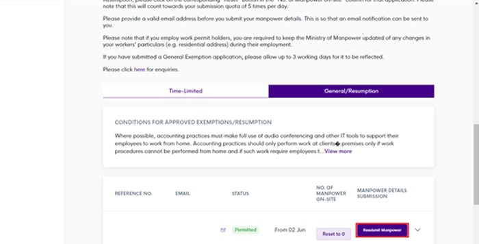 If the numbers don’t change week-on-week, you don't need to amend your application. If need to amend, click back on the same entry "Resubmit Manpower". 